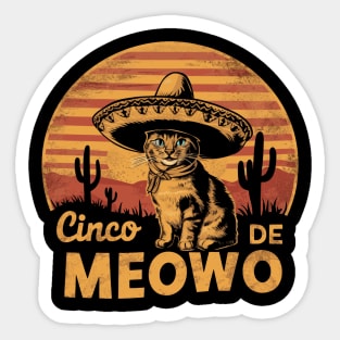 Funny Cinco De Mayo Cat Men Women Cinco De Meowo Sticker